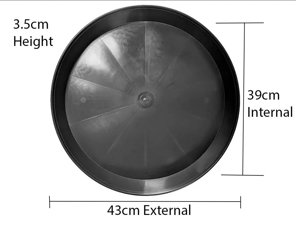 43cm Black Plant Pot Saucer Round Plastic Water Drip Tray Saucers Hydroponics
