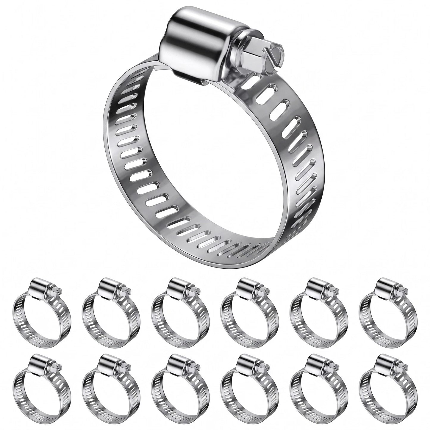 Hose Clips 12pcs Stainless Steel 304 Adjustable Jubilee style Clamps